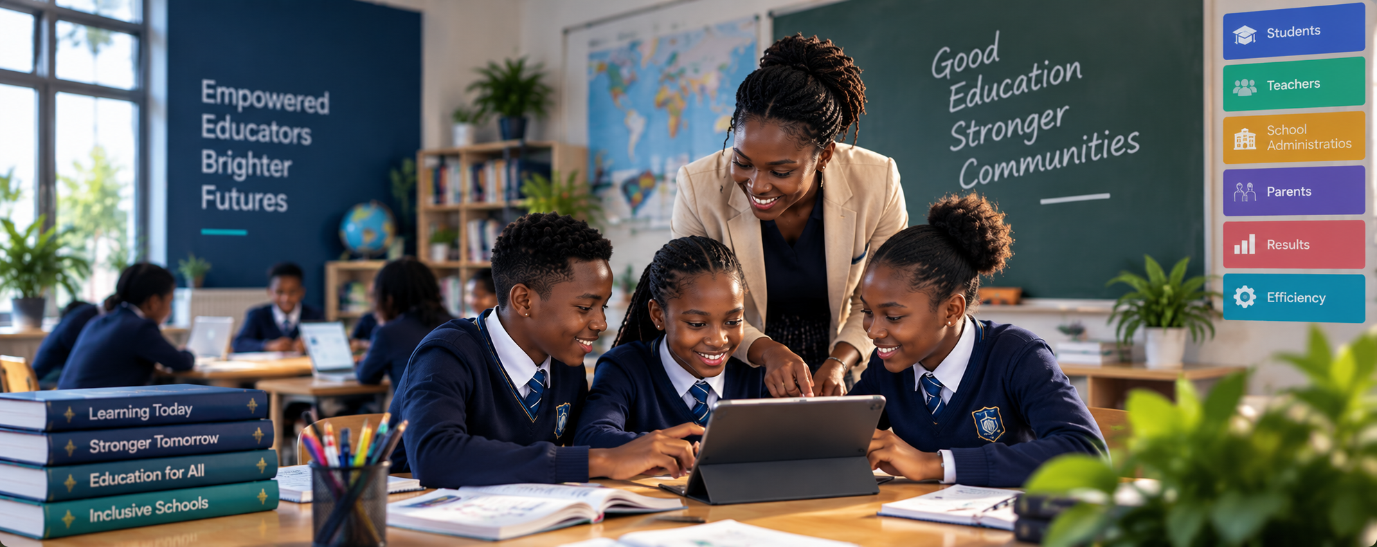 Students learning in a classroom supported by EduFlow academic management